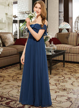 Load image into Gallery viewer, Nathalie A-Line Off-the-Shoulder Floor-Length Chiffon Junior Bridesmaid Dress XXCP0013551