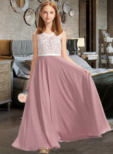 Load image into Gallery viewer, Elena A-Line V-neck Floor-Length Chiffon Lace Junior Bridesmaid Dress XXCP0013552