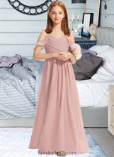 Load image into Gallery viewer, Amari A-Line Off-the-Shoulder Floor-Length Chiffon Junior Bridesmaid Dress With Cascading Ruffles XXCP0013553