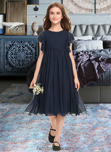 Thalia A-Line Scoop Neck Knee-Length Chiffon Junior Bridesmaid Dress With Beading XXCP0013556