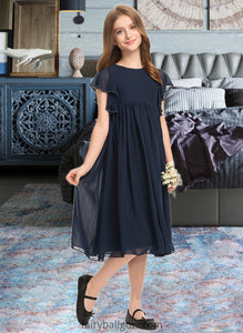 Thalia A-Line Scoop Neck Knee-Length Chiffon Junior Bridesmaid Dress With Beading XXCP0013556