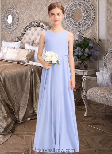 EmeryPiper A-Line Scoop Neck Floor-Length Chiffon Junior Bridesmaid Dress XXCP0013558