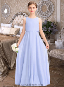 EmeryPiper A-Line Scoop Neck Floor-Length Chiffon Junior Bridesmaid Dress XXCP0013558