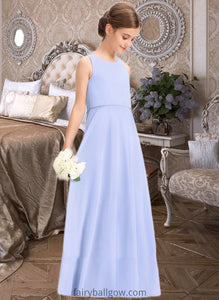 EmeryPiper A-Line Scoop Neck Floor-Length Chiffon Junior Bridesmaid Dress XXCP0013558