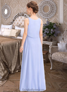 EmeryPiper A-Line Scoop Neck Floor-Length Chiffon Junior Bridesmaid Dress XXCP0013558