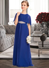 Load image into Gallery viewer, Chelsea A-Line Scoop Neck Floor-Length Chiffon Junior Bridesmaid Dress With Ruffle Beading XXCP0013560