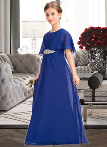 Chelsea A-Line Scoop Neck Floor-Length Chiffon Junior Bridesmaid Dress With Ruffle Beading XXCP0013560