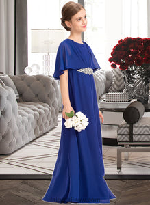 Chelsea A-Line Scoop Neck Floor-Length Chiffon Junior Bridesmaid Dress With Ruffle Beading XXCP0013560