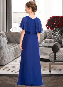 Chelsea A-Line Scoop Neck Floor-Length Chiffon Junior Bridesmaid Dress With Ruffle Beading XXCP0013560