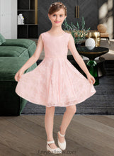 Load image into Gallery viewer, Mariela A-Line Scoop Neck Knee-Length Lace Junior Bridesmaid Dress With Sash Bow(s) XXCP0013563