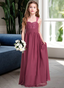 Ireland A-Line Sweetheart Floor-Length Chiffon Junior Bridesmaid Dress With Ruffle XXCP0013568