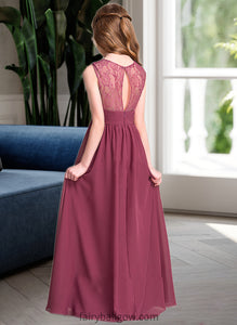 Ireland A-Line Sweetheart Floor-Length Chiffon Junior Bridesmaid Dress With Ruffle XXCP0013568