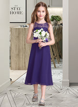 Load image into Gallery viewer, Viviana A-Line Scoop Neck Tea-Length Chiffon Junior Bridesmaid Dress XXCP0013569