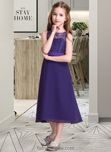 Load image into Gallery viewer, Viviana A-Line Scoop Neck Tea-Length Chiffon Junior Bridesmaid Dress XXCP0013569