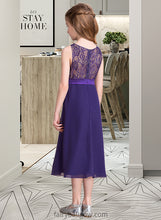 Load image into Gallery viewer, Viviana A-Line Scoop Neck Tea-Length Chiffon Junior Bridesmaid Dress XXCP0013569