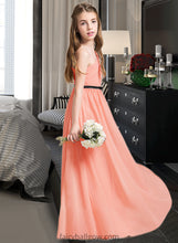 Load image into Gallery viewer, Nina A-Line One-Shoulder Floor-Length Chiffon Junior Bridesmaid Dress With Ruffle Bow(s) XXCP0013570