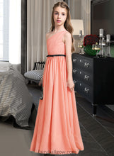 Load image into Gallery viewer, Nina A-Line One-Shoulder Floor-Length Chiffon Junior Bridesmaid Dress With Ruffle Bow(s) XXCP0013570