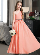 Load image into Gallery viewer, Nina A-Line One-Shoulder Floor-Length Chiffon Junior Bridesmaid Dress With Ruffle Bow(s) XXCP0013570