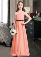 Load image into Gallery viewer, Nina A-Line One-Shoulder Floor-Length Chiffon Junior Bridesmaid Dress With Ruffle Bow(s) XXCP0013570