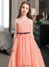 Load image into Gallery viewer, Nina A-Line One-Shoulder Floor-Length Chiffon Junior Bridesmaid Dress With Ruffle Bow(s) XXCP0013570