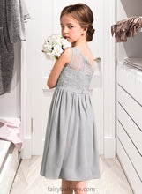 Load image into Gallery viewer, Cherish A-Line One-Shoulder Knee-Length Chiffon Lace Junior Bridesmaid Dress XXCP0013571