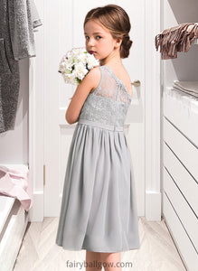 Cherish A-Line One-Shoulder Knee-Length Chiffon Lace Junior Bridesmaid Dress XXCP0013571