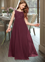 Load image into Gallery viewer, Kierra A-Line Scoop Neck Floor-Length Chiffon Lace Junior Bridesmaid Dress With Beading Sequins XXCP0013572