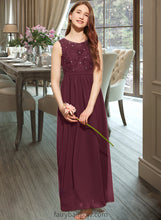 Load image into Gallery viewer, Kierra A-Line Scoop Neck Floor-Length Chiffon Lace Junior Bridesmaid Dress With Beading Sequins XXCP0013572