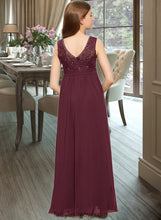 Load image into Gallery viewer, Kierra A-Line Scoop Neck Floor-Length Chiffon Lace Junior Bridesmaid Dress With Beading Sequins XXCP0013572