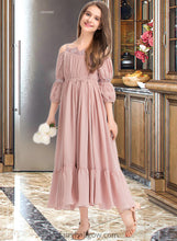 Load image into Gallery viewer, Margaret A-Line Square Neckline Ankle-Length Chiffon Junior Bridesmaid Dress With Ruffle Lace XXCP0013575