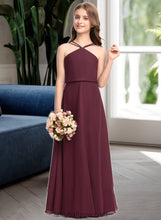 Load image into Gallery viewer, Stephanie A-Line V-neck Floor-Length Chiffon Junior Bridesmaid Dress XXCP0013577