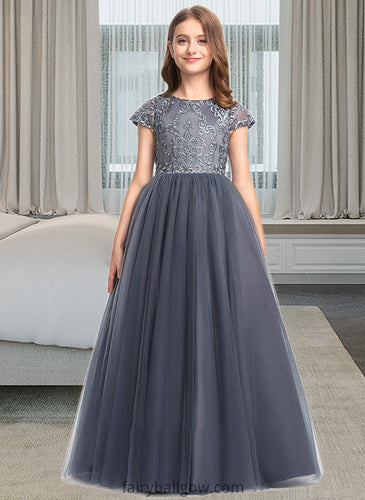 Kassandra Ball-Gown/Princess Scoop Neck Floor-Length Tulle Lace Junior Bridesmaid Dress XXCP0013578