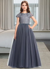 Load image into Gallery viewer, Kassandra Ball-Gown/Princess Scoop Neck Floor-Length Tulle Lace Junior Bridesmaid Dress XXCP0013578