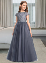 Load image into Gallery viewer, Kassandra Ball-Gown/Princess Scoop Neck Floor-Length Tulle Lace Junior Bridesmaid Dress XXCP0013578