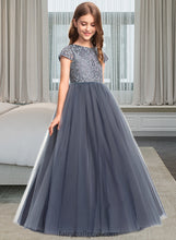 Load image into Gallery viewer, Kassandra Ball-Gown/Princess Scoop Neck Floor-Length Tulle Lace Junior Bridesmaid Dress XXCP0013578