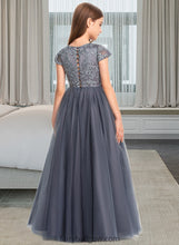 Load image into Gallery viewer, Kassandra Ball-Gown/Princess Scoop Neck Floor-Length Tulle Lace Junior Bridesmaid Dress XXCP0013578