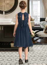 Load image into Gallery viewer, Aniyah A-Line Scoop Neck Knee-Length Chiffon Lace Junior Bridesmaid Dress With Beading Sequins Bow(s) XXCP0013583