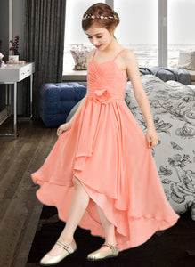 Camila A-Line Sweetheart Asymmetrical Chiffon Junior Bridesmaid Dress With Ruffle Flower(s) XXCP0013587