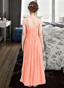 Camila A-Line Sweetheart Asymmetrical Chiffon Junior Bridesmaid Dress With Ruffle Flower(s) XXCP0013587