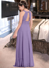 Load image into Gallery viewer, Monique A-Line Scoop Neck Floor-Length Chiffon Junior Bridesmaid Dress With Ruffle XXCP0013588