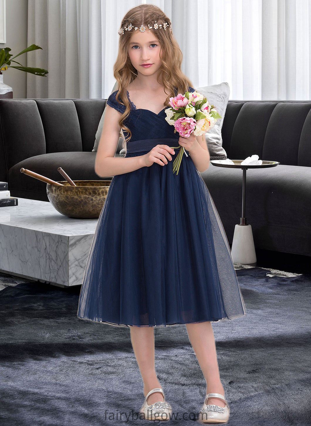 Amaya Empire Sweetheart Knee-Length Tulle Junior Bridesmaid Dress With Ruffle XXCP0013590