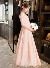 Load image into Gallery viewer, Isla A-Line One-Shoulder Floor-Length Chiffon Junior Bridesmaid Dress With Ruffle XXCP0013594