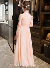 Load image into Gallery viewer, Isla A-Line One-Shoulder Floor-Length Chiffon Junior Bridesmaid Dress With Ruffle XXCP0013594