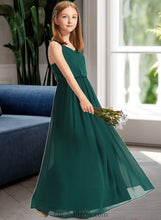 Load image into Gallery viewer, Emelia A-Line V-neck Floor-Length Chiffon Junior Bridesmaid Dress With Ruffle XXCP0013606