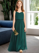 Load image into Gallery viewer, Emelia A-Line V-neck Floor-Length Chiffon Junior Bridesmaid Dress With Ruffle XXCP0013606