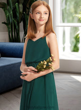 Load image into Gallery viewer, Emelia A-Line V-neck Floor-Length Chiffon Junior Bridesmaid Dress With Ruffle XXCP0013606