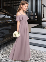 Load image into Gallery viewer, Kit A-Line Off-the-Shoulder Floor-Length Chiffon Junior Bridesmaid Dress With Ruffle XXCP0013610