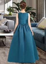 Load image into Gallery viewer, Luz Ball-Gown/Princess V-neck Floor-Length Satin Junior Bridesmaid Dress With Ruffle XXCP0013613