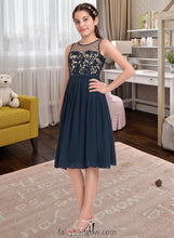 Load image into Gallery viewer, Lois A-Line Scoop Neck Knee-Length Chiffon Junior Bridesmaid Dress XXCP0013614