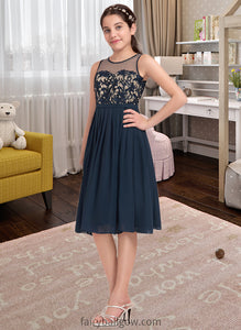 Lois A-Line Scoop Neck Knee-Length Chiffon Junior Bridesmaid Dress XXCP0013614